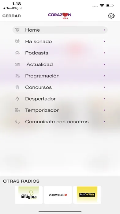 Screenshot di Radio Corazón Chile