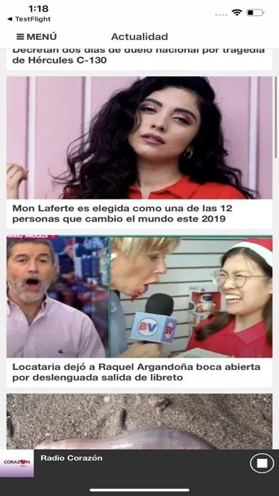 Screenshot di Radio Corazón Chile