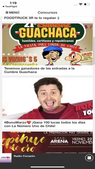 Screenshot di Radio Corazón Chile