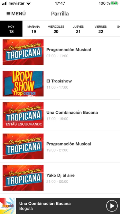 ภาพหน้าจอของ Tropicana FM para iPhone