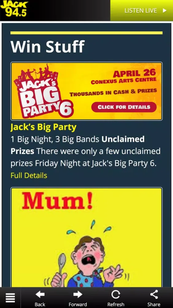 Ảnh chụp màn hình của Jack 94.5 Regina