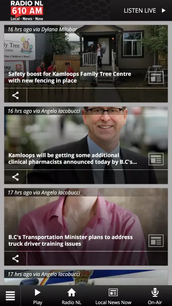 Tangkapan layar Radio NL 610 Kamloops