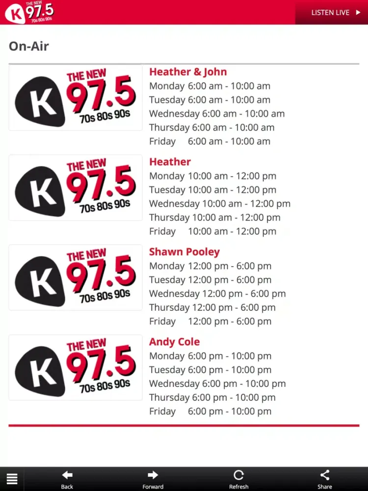 K 97.5 iPad  Screenshots