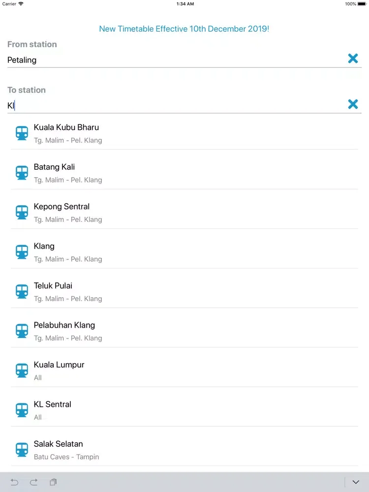 KTM Timetable iPad  স্ক্রিনশট