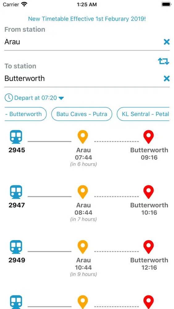 KTM Timetable স্ক্রিনশট