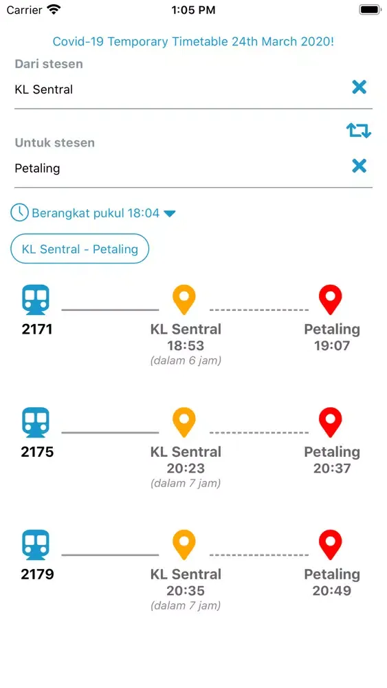KTM Timetable স্ক্রিনশট