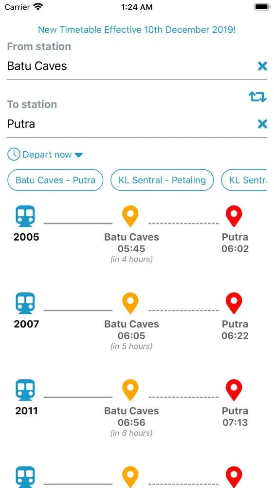 KTM Timetable স্ক্রিনশট