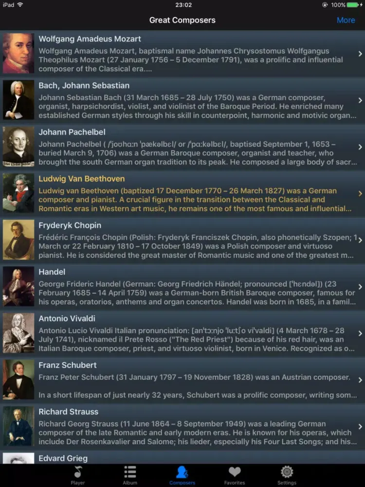 ภาพหน้าจอของ classical music offline player iPad 