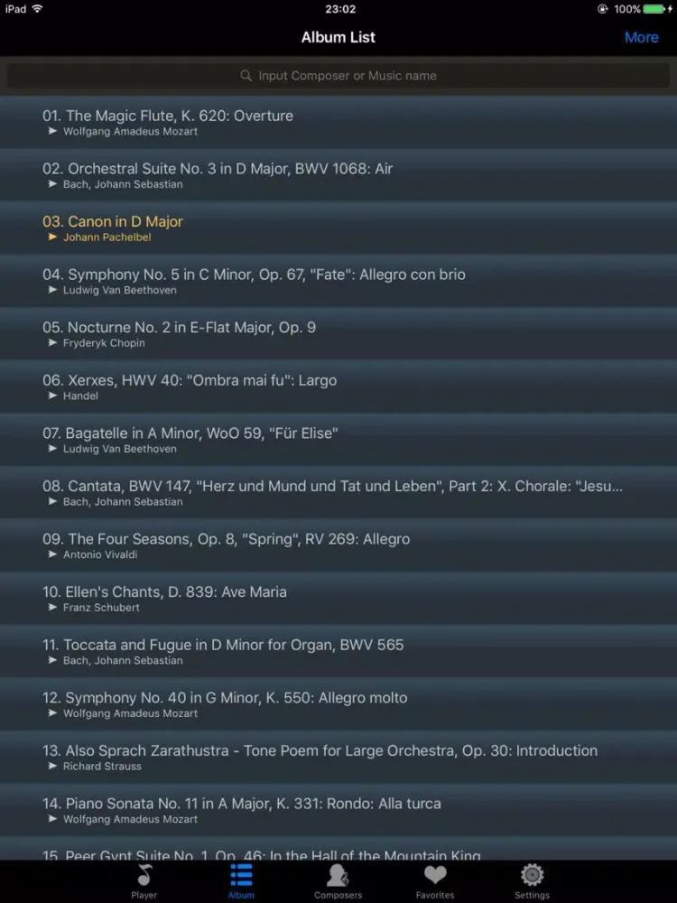 ภาพหน้าจอของ classical music offline player iPad 