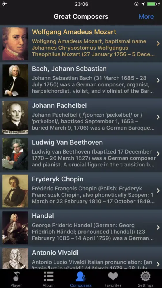 ภาพหน้าจอของ classical music offline player