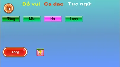 Capturas de tela do Đố vui ca dao tục ngữ Việt Nam