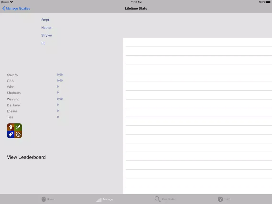 Goalie Scout iPad  Screenshots
