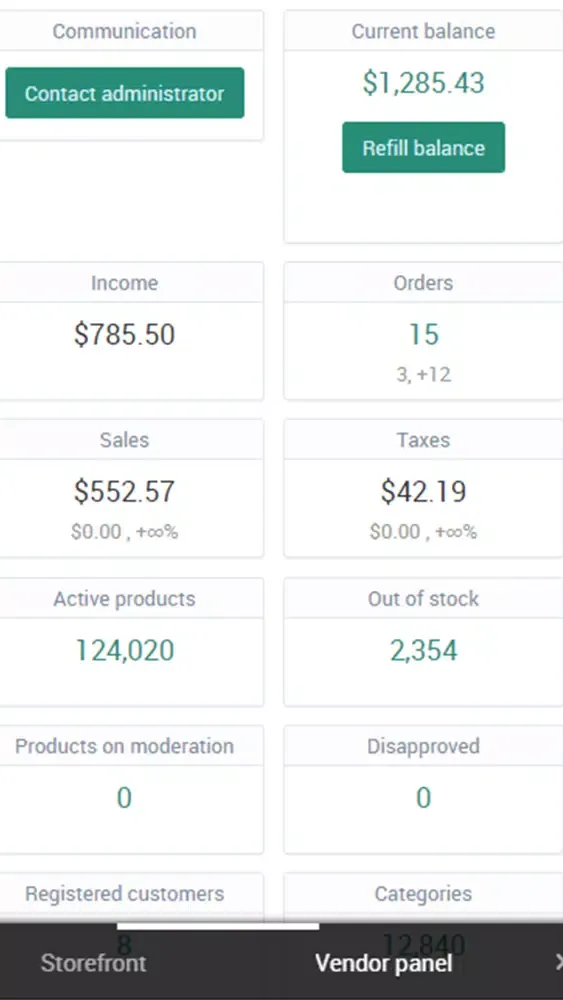 Screenshot di Sable Hub Vendor