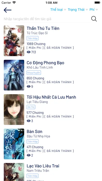 Ảnh chụp màn hình của StTruyen - Thế Giới Truyện