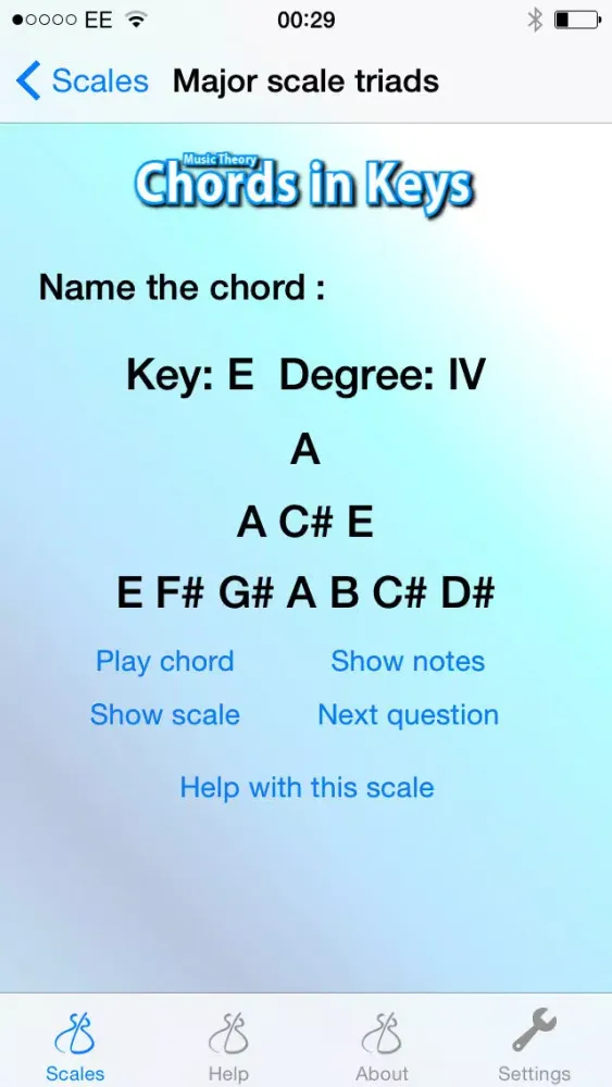 Ảnh chụp màn hình của Music Theory - Chords in Keys