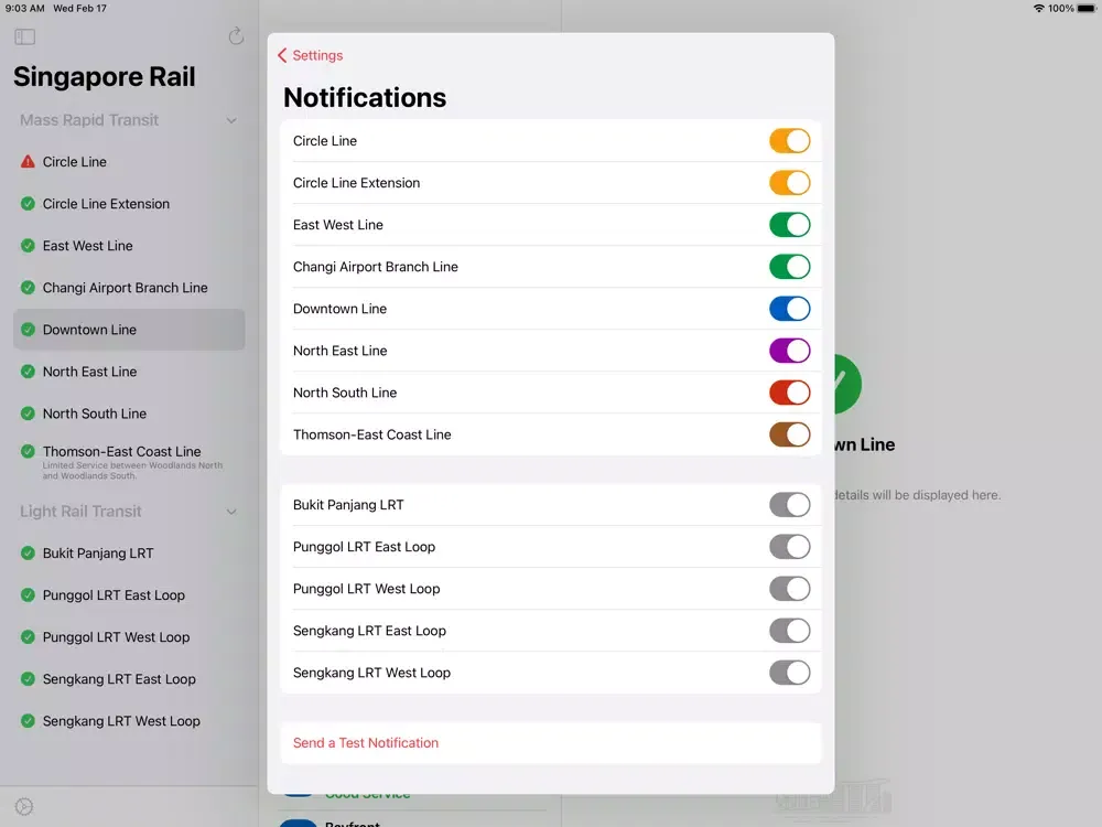 Captures d'écran de Singapore Rail iPad 