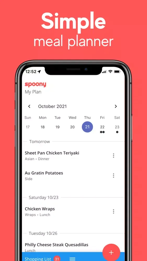 Tangkapan layar Spoony Simple Meal Planner