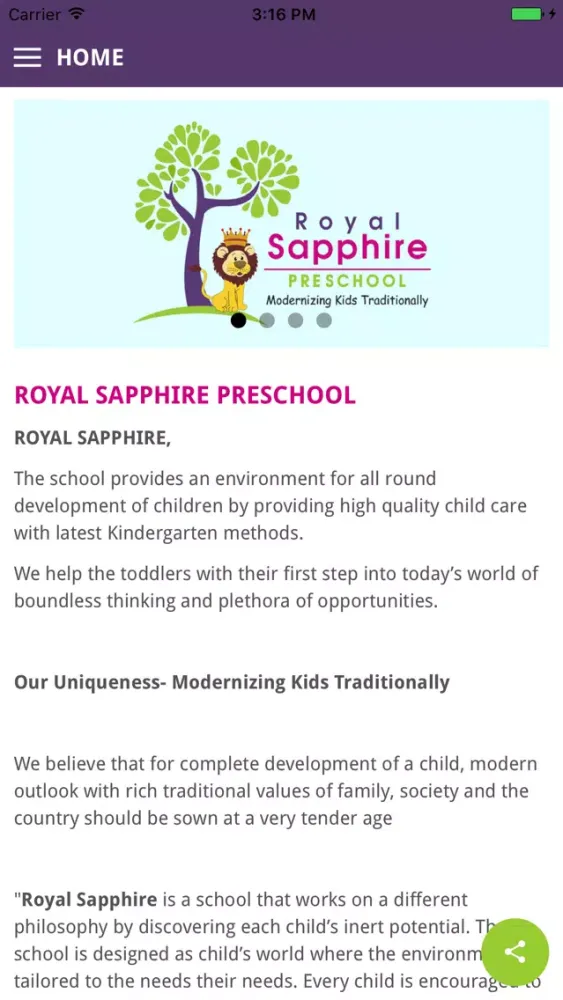 Capturas de tela do Royal Sapphire Preschool