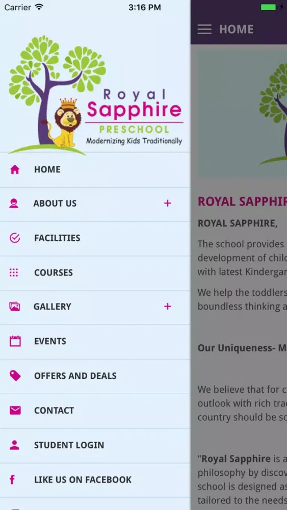 Capturas de tela do Royal Sapphire Preschool