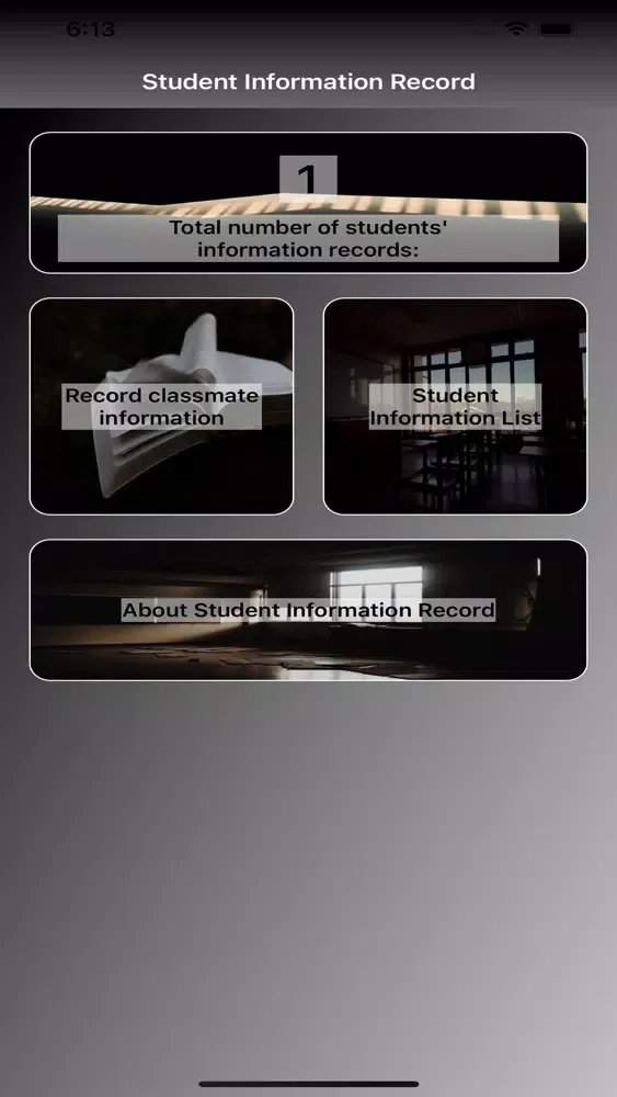 Ảnh chụp màn hình của Student Information Record