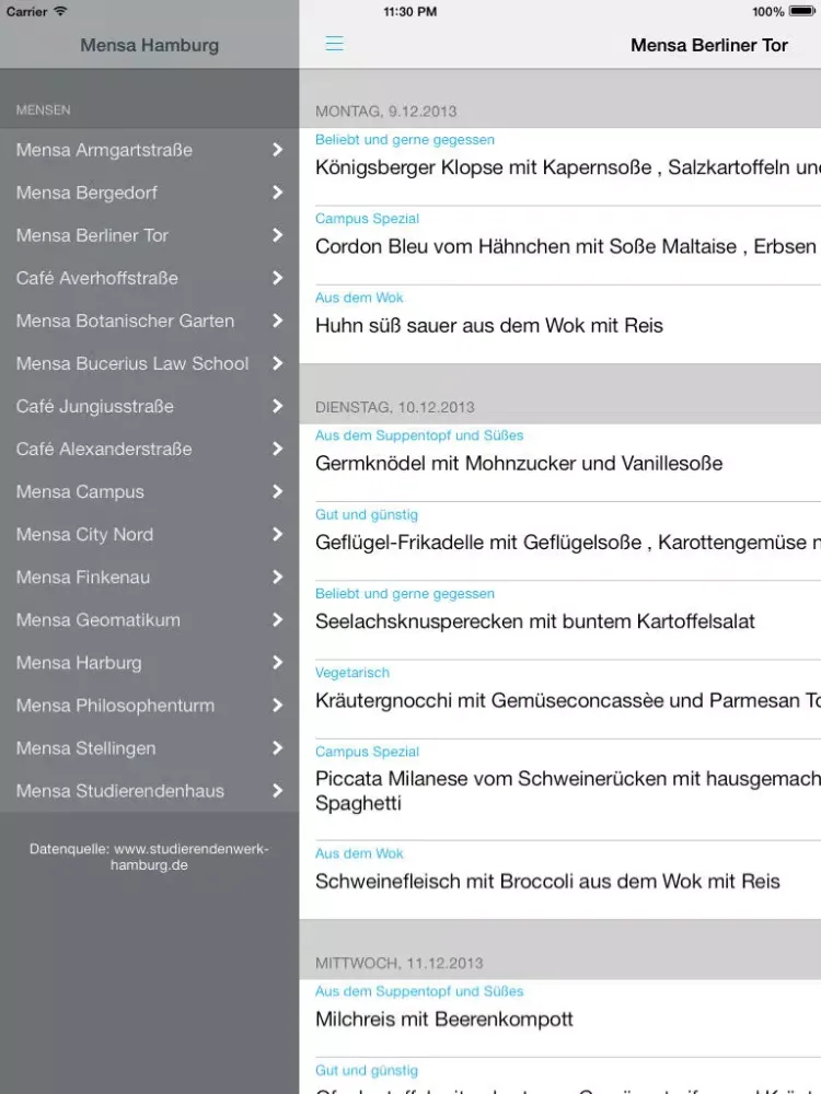 تصاویر Mensa Hamburg Uni HS - Studenten und Mitarbeiter iPad 