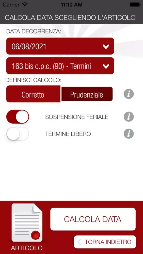 Zrzuty ekranu Calcola Termini