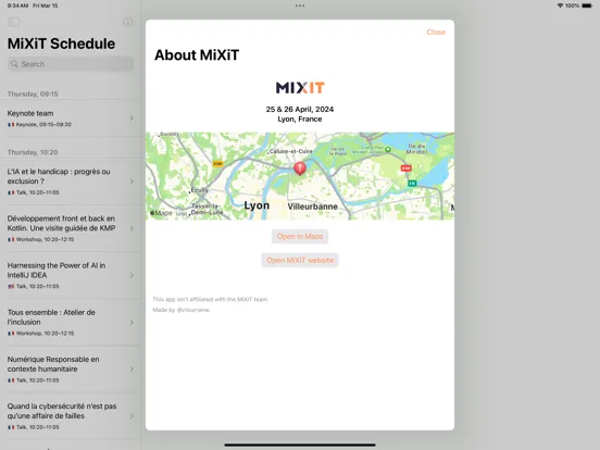 Capturas de tela do MiXiT Conference iPad 