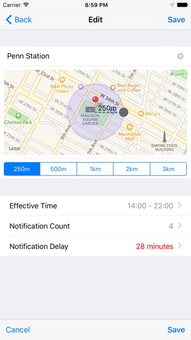 iGeoAlarmFree - Battery Friendly Location Alarm 스크린샷