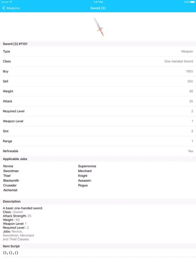 Tangkapan skrin Roer - DB for Ragnarok Online iPad 