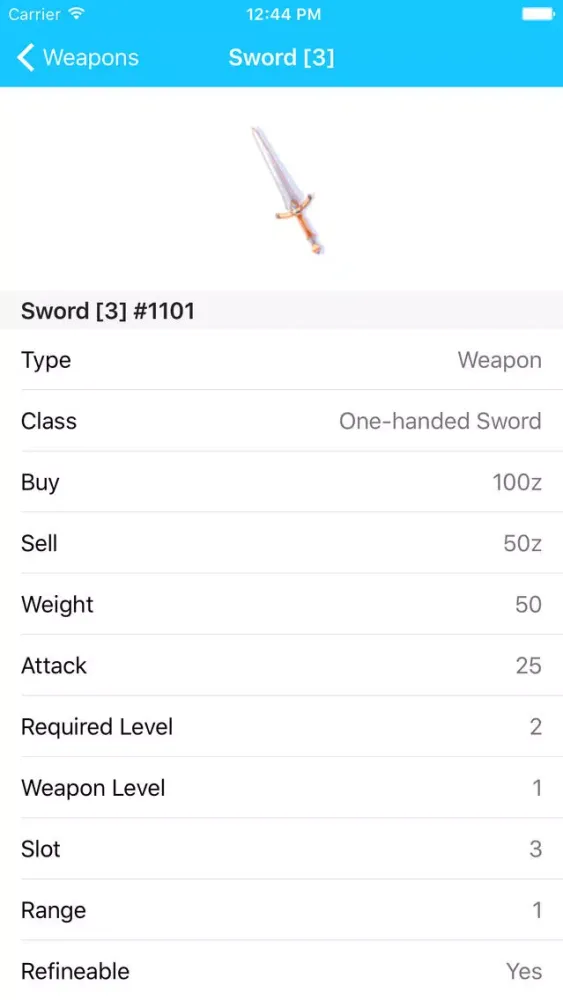 Tangkapan skrin Roer - DB for Ragnarok Online
