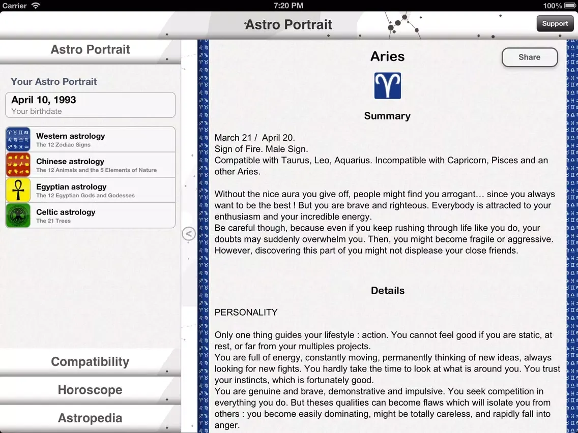 Astro Portrait - Your Astrological Profile, Compatibility between signs and Horoscope iPad  Ekran Görüntüleri