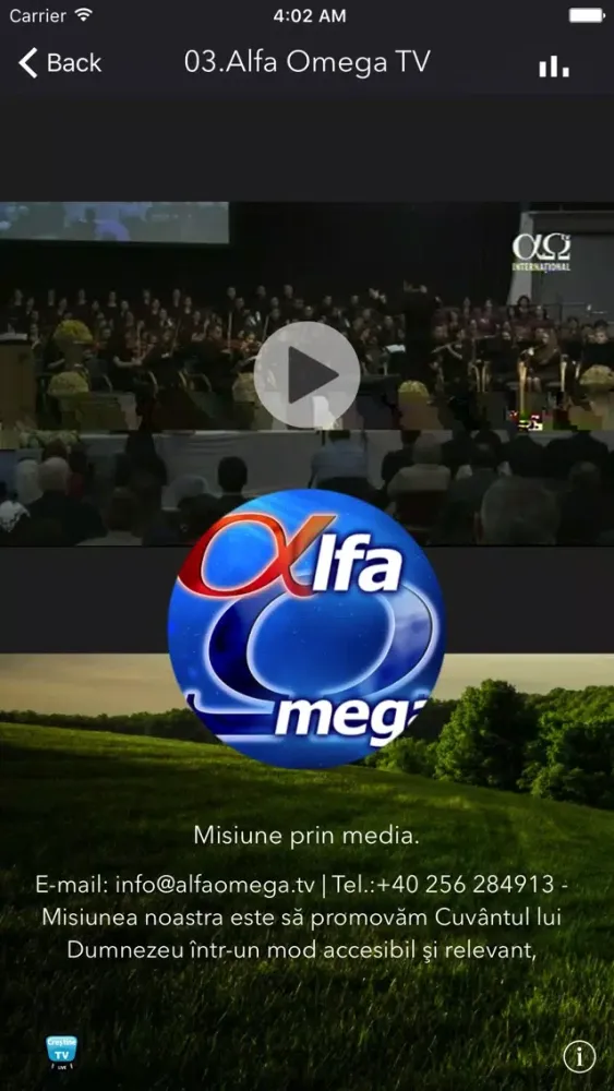 Tangkapan skrin Tv Crestine