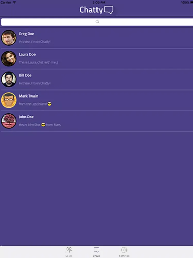 ภาพหน้าจอของ Chatia Messenger iPad 