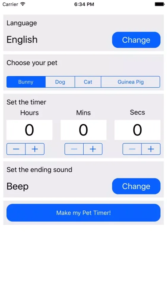Zrzuty ekranu Pet Timer: Cute Bunny, Dog, Cat or Guinea Pig!