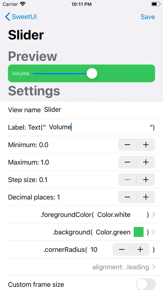 Ảnh chụp màn hình của SweetUI View Creator