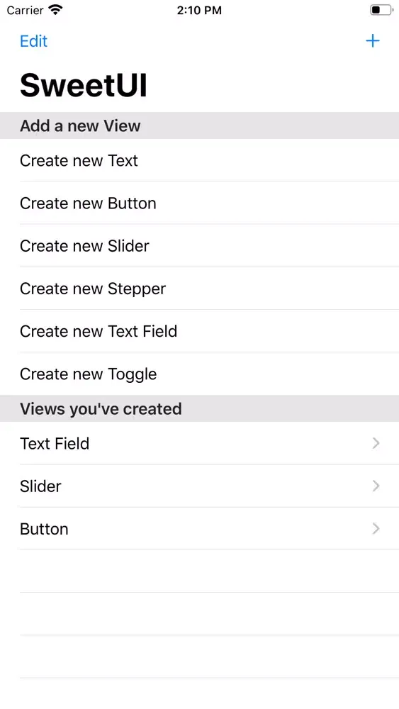 Ảnh chụp màn hình của SweetUI View Creator