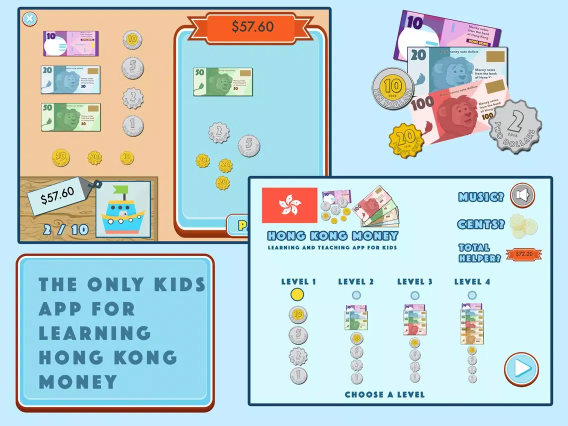 Hong Kong Money - Learning and Teaching app for kids iPad  Screenshots