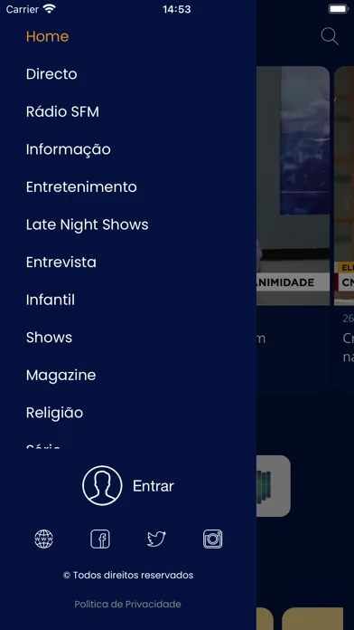 Capturas de tela do STV Play