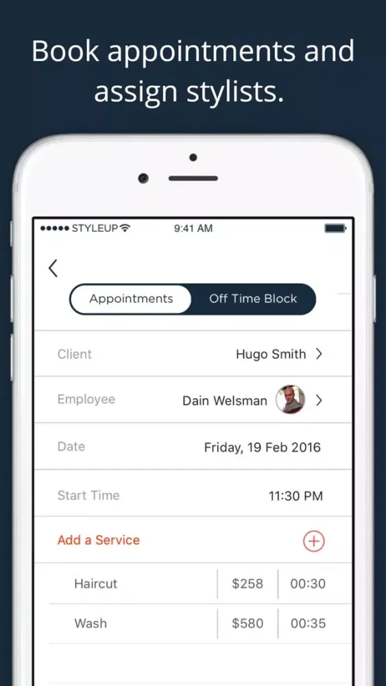 Zrzuty ekranu StyleUp for Salons - Scheduling & management