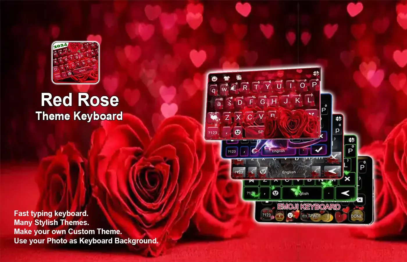 صور Stylish Red Rose Keyboard