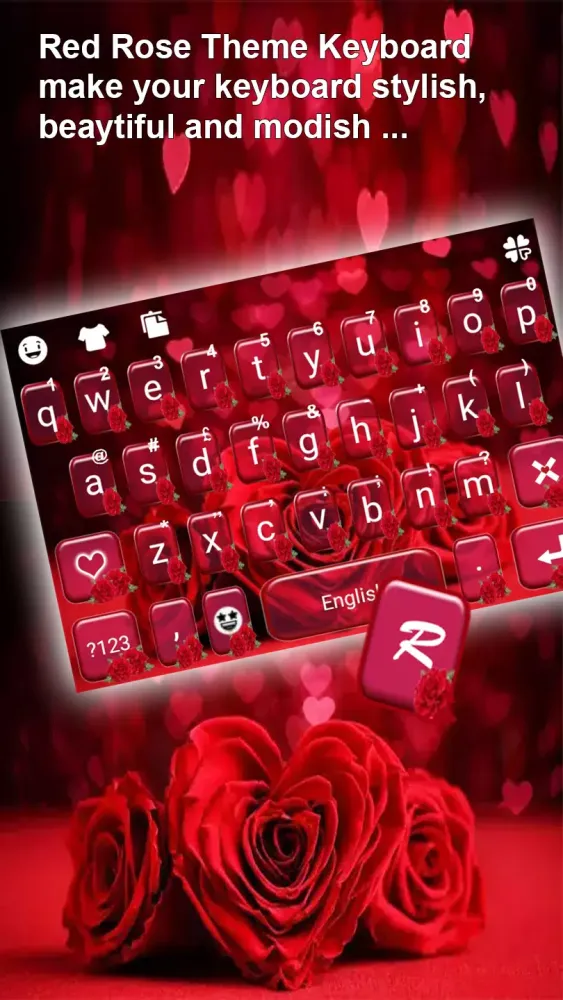 صور Stylish Red Rose Keyboard