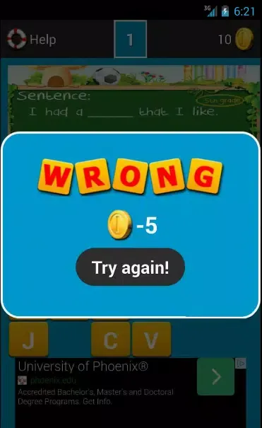 ภาพหน้าจอของ Vocabulary Games Fifth