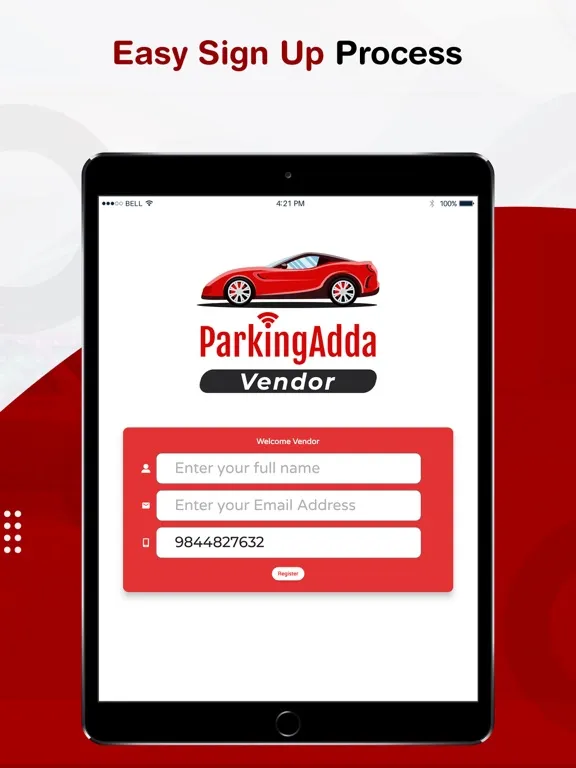 Ảnh chụp màn hình của ParkingAdda Vendor iPad 
