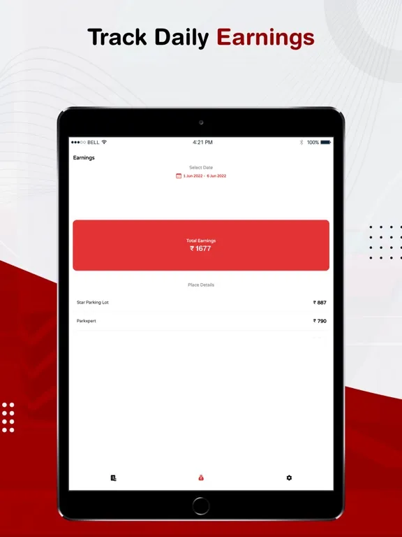 Ảnh chụp màn hình của ParkingAdda Vendor iPad 