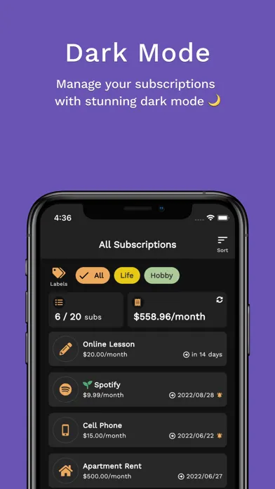 Zrzuty ekranu Kotekan: Track subscriptions