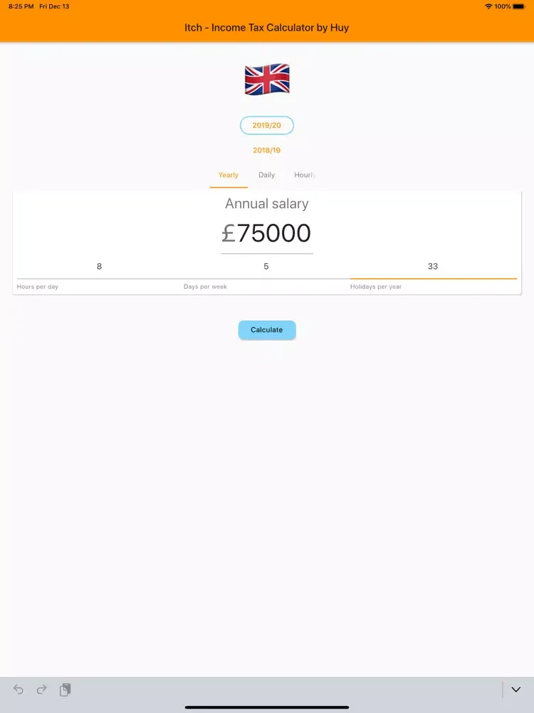 Itch - tax calculator iPad  Screenshots
