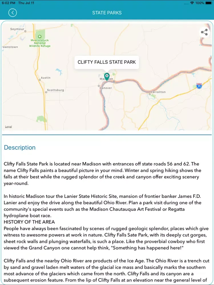 Indiana State Park iPad  Ekran Görüntüleri