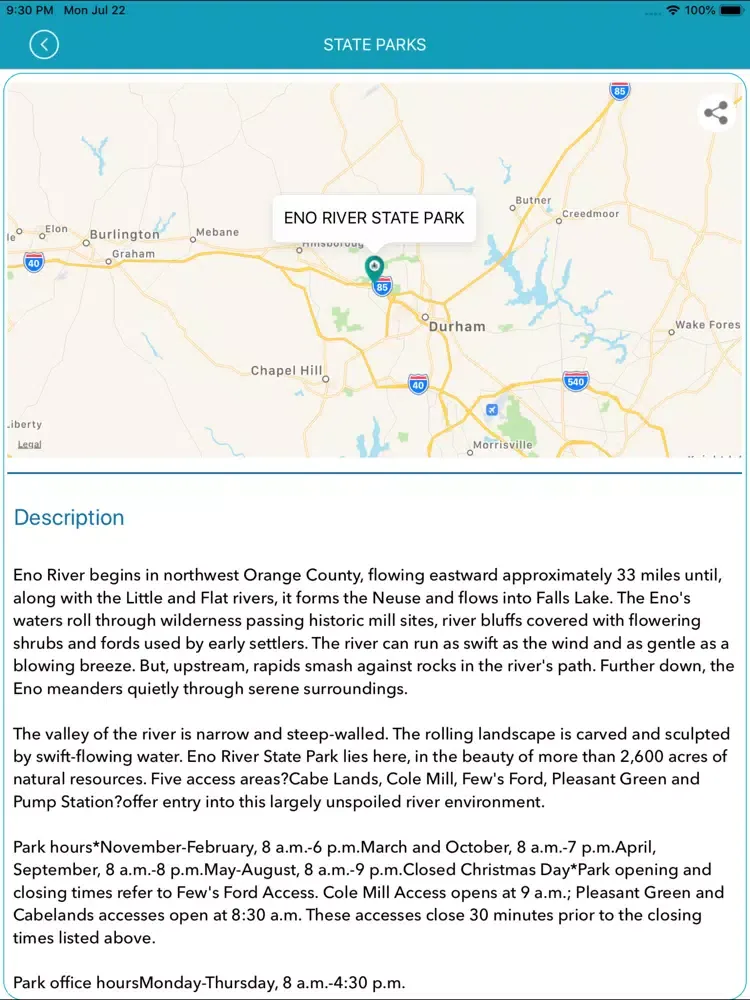 North Carolina State Parks_ iPad  Screenshots