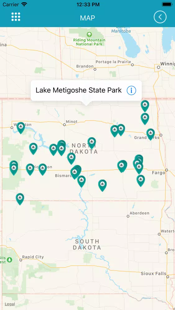 ภาพหน้าจอของ North Dakota State Parks_