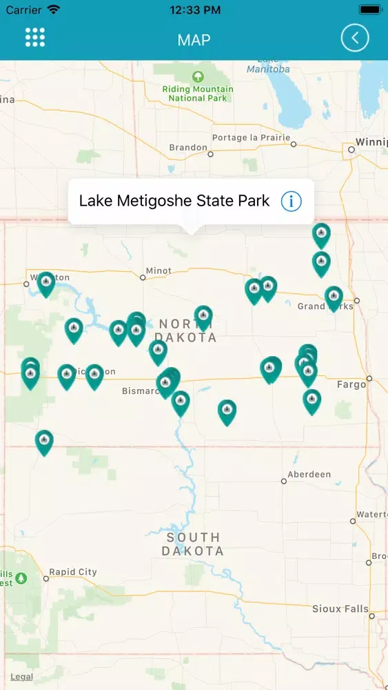 Tangkapan layar North Dakota State Parks_
